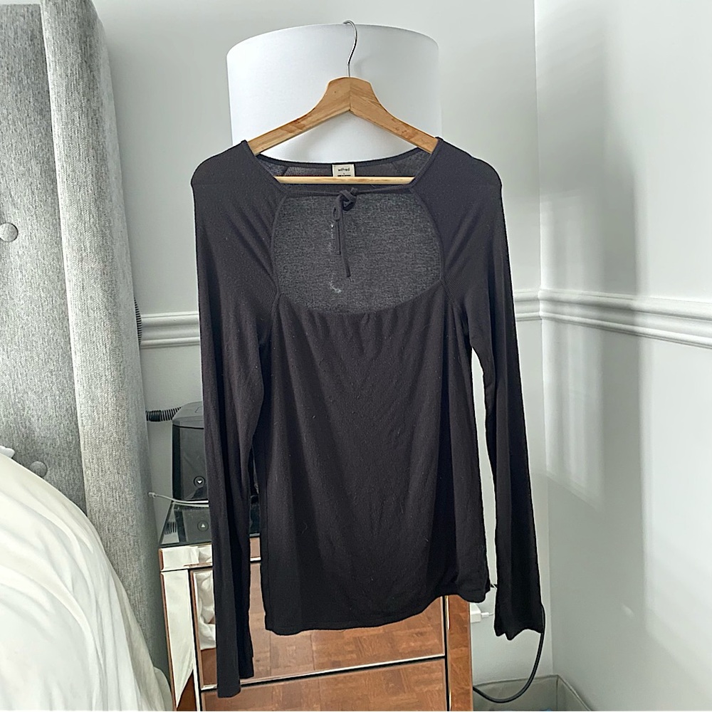 WILFRED | Black front tie ribbed long sleeve